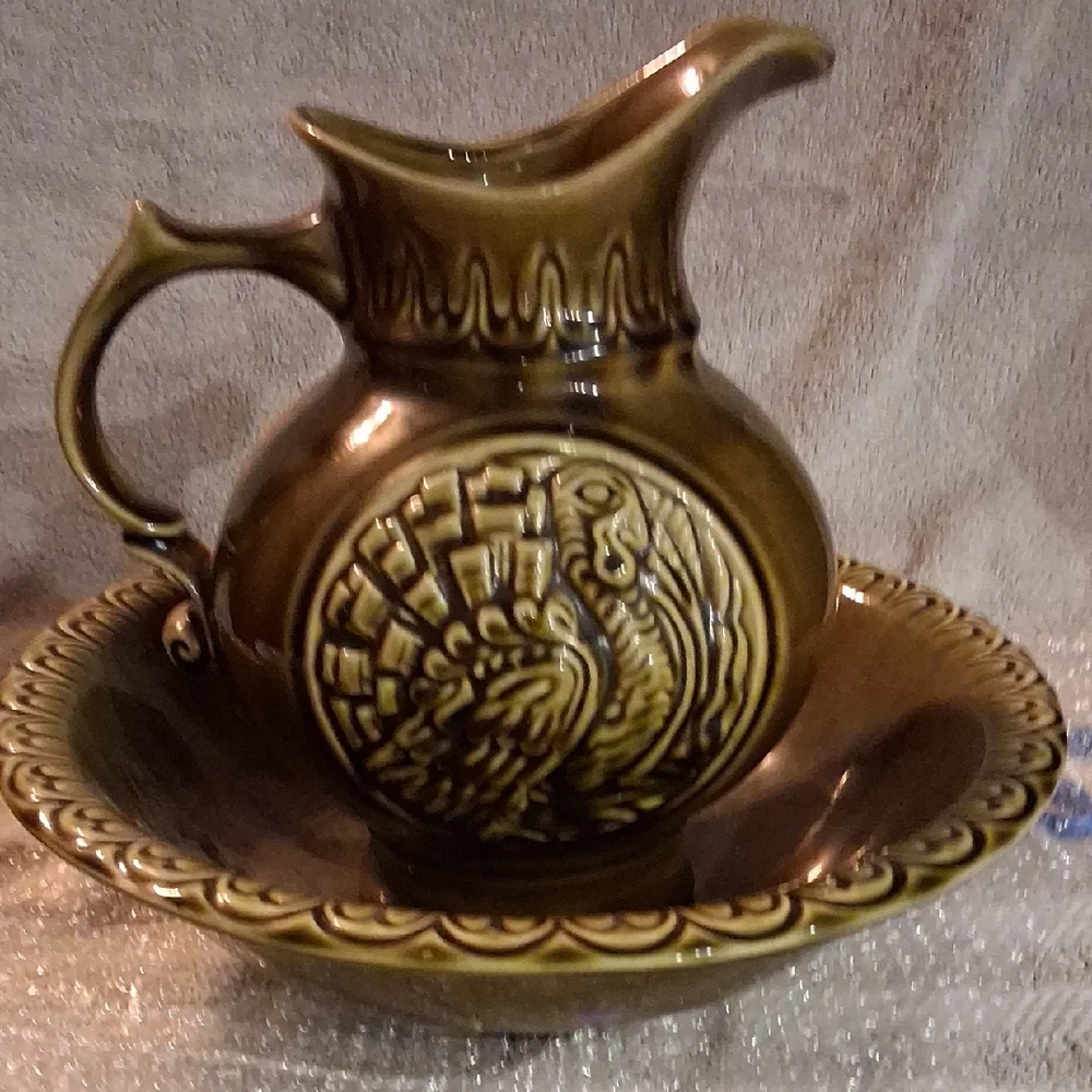Vintage Ceramic Vanity Tray and Pitcher Set
